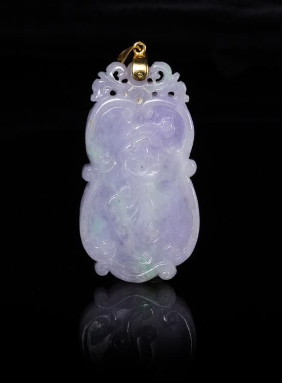 Appraisal: Sale Lot A Jadeite Pendant of shaped form carved with