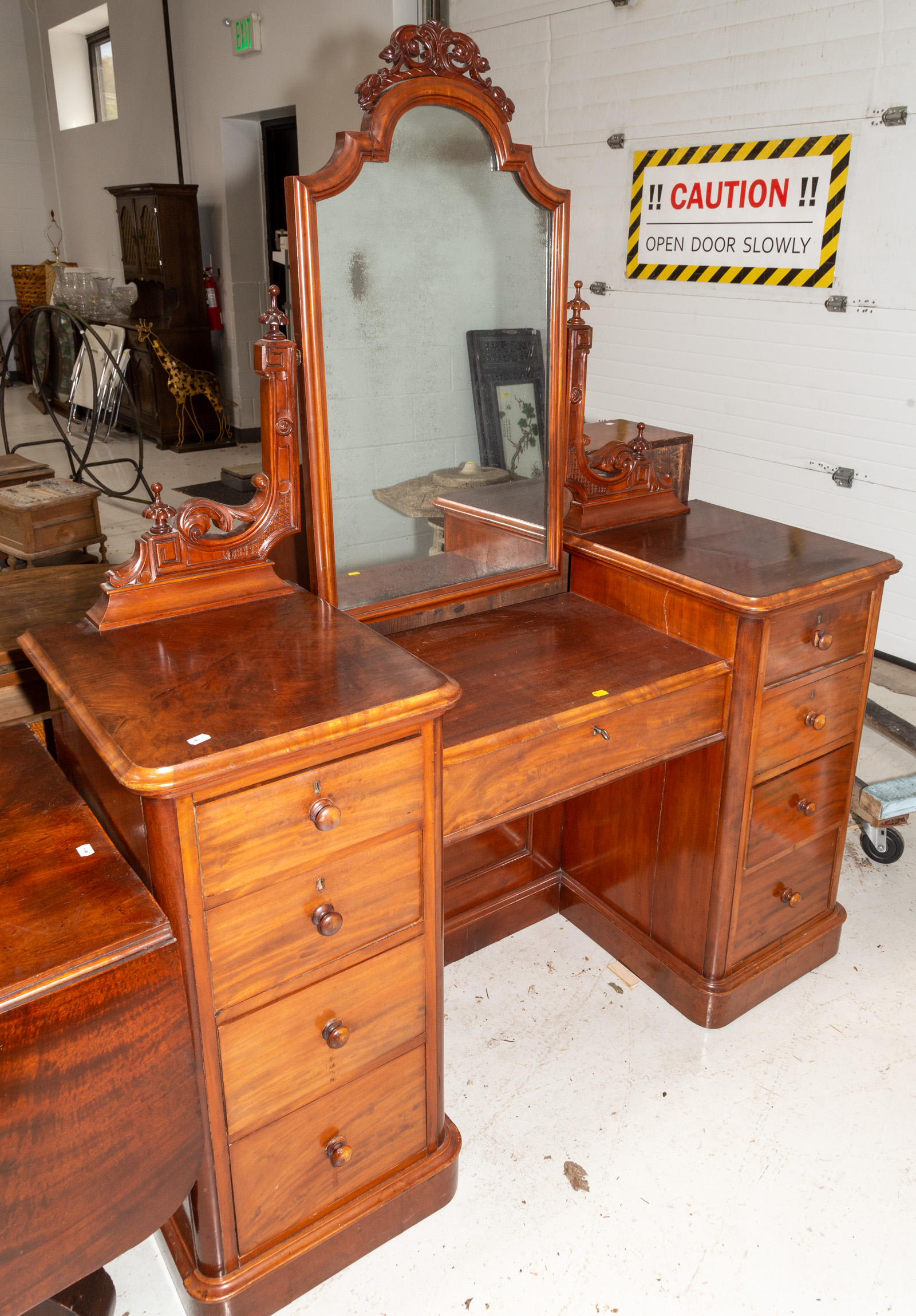 Appraisal: CONTINENTAL CARVED MAHOGANY DRESSER Bench-made nd half th century with