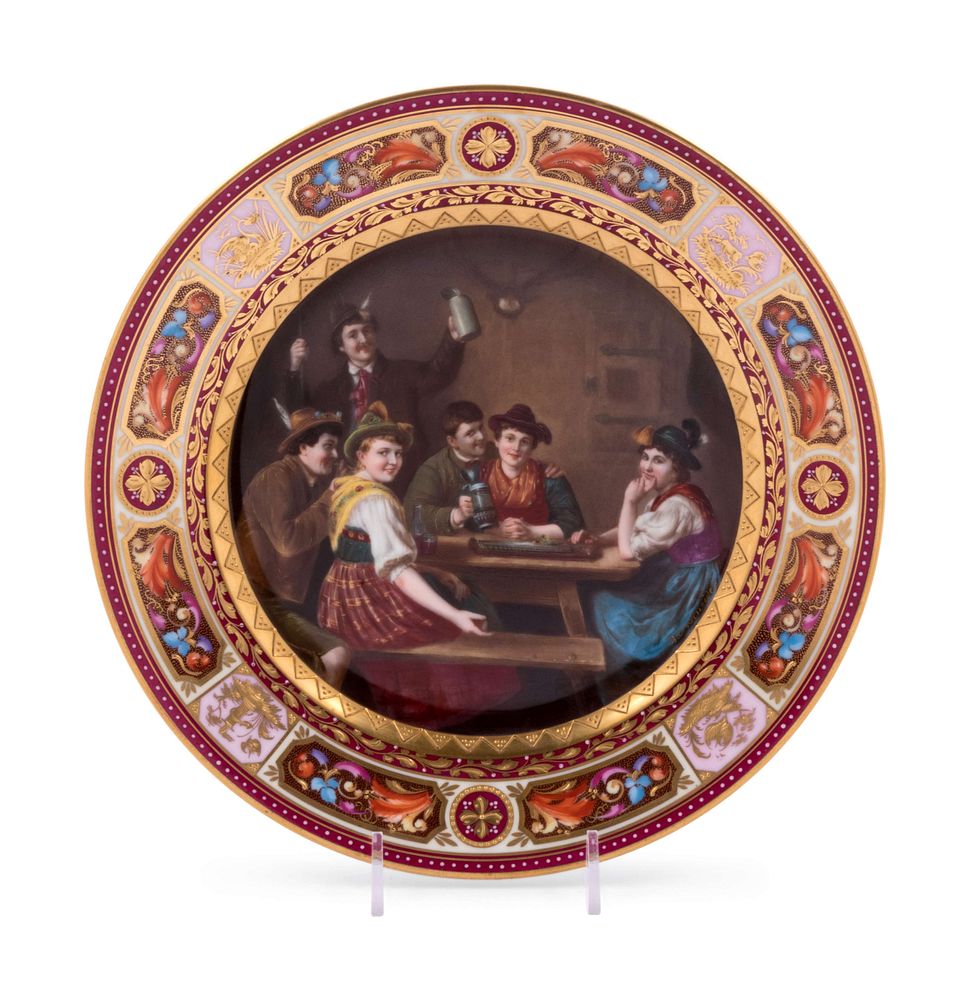 Appraisal: A Vienna Painted Parcel Gilt and Jeweled Porcelain Cabinet Plate