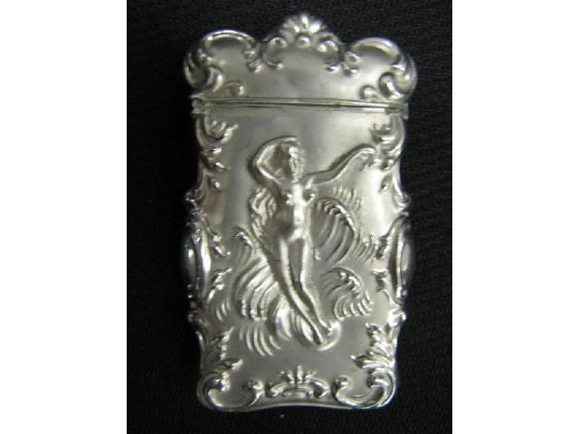 Appraisal: Victorian Art Nouveau Match Safe nude emerging from waves x