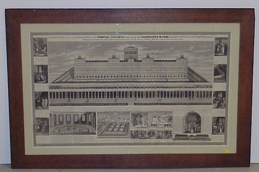 Appraisal: Engraving of Solomon's temple surrounded by vignettes from the lives