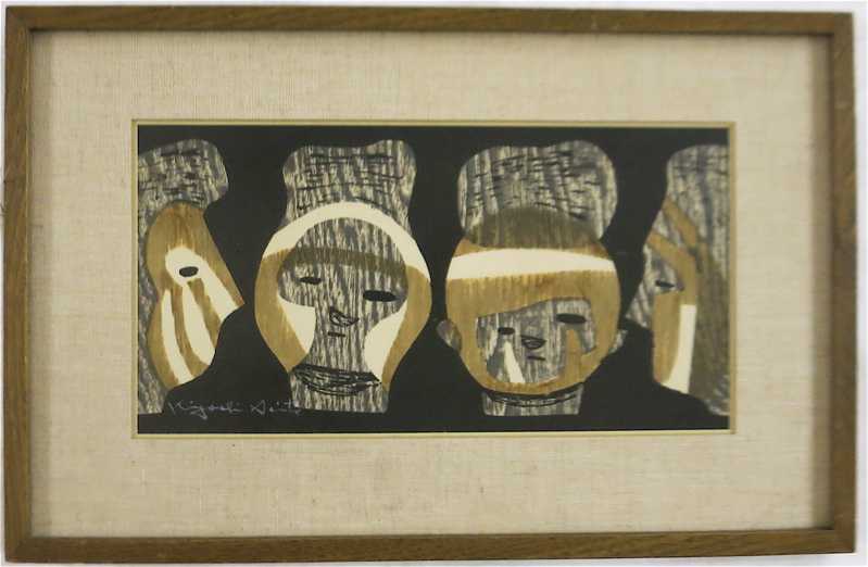 Appraisal: KIYOSHI SAITO - Japan MODERNIST JAPANESE WOODBLOCK PRINT Haniwa x