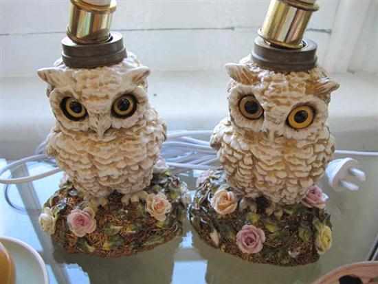 Appraisal: A PAIR OF VICTORIAN OWL LAMP BASES ONE WITH HAIRLINE