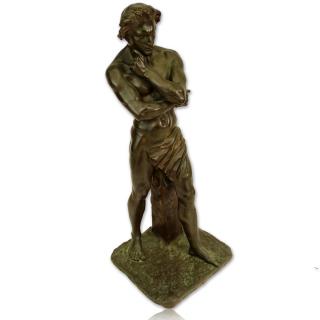 Appraisal: Jean-Jacques Feuch re French Bronze sculpture Spartacus Signed Missing sword