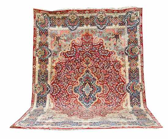 Appraisal: Persian Kerman carpet ' '' x ' Back Inquiry Previous