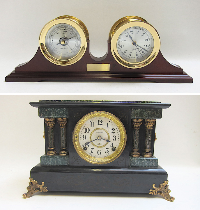 Appraisal: SETH THOMAS CLOCK BAROMETER GROUP antique mantel clock with time