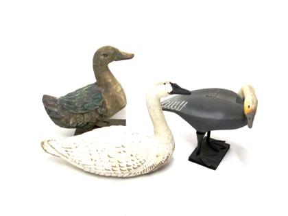 Appraisal: Two molded fiber decoys and a composition duck Including a