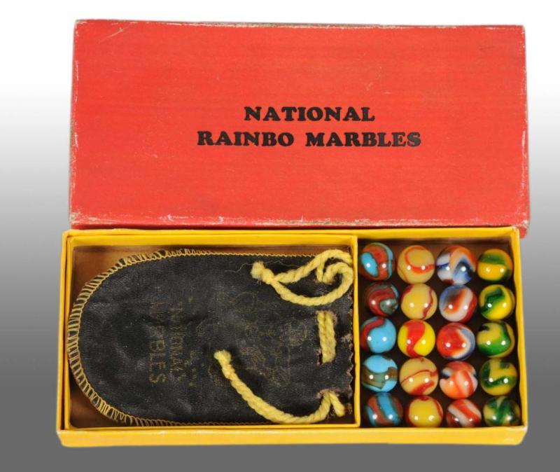 Appraisal: No National Rainbow Marbles Box Bag Description Original box and