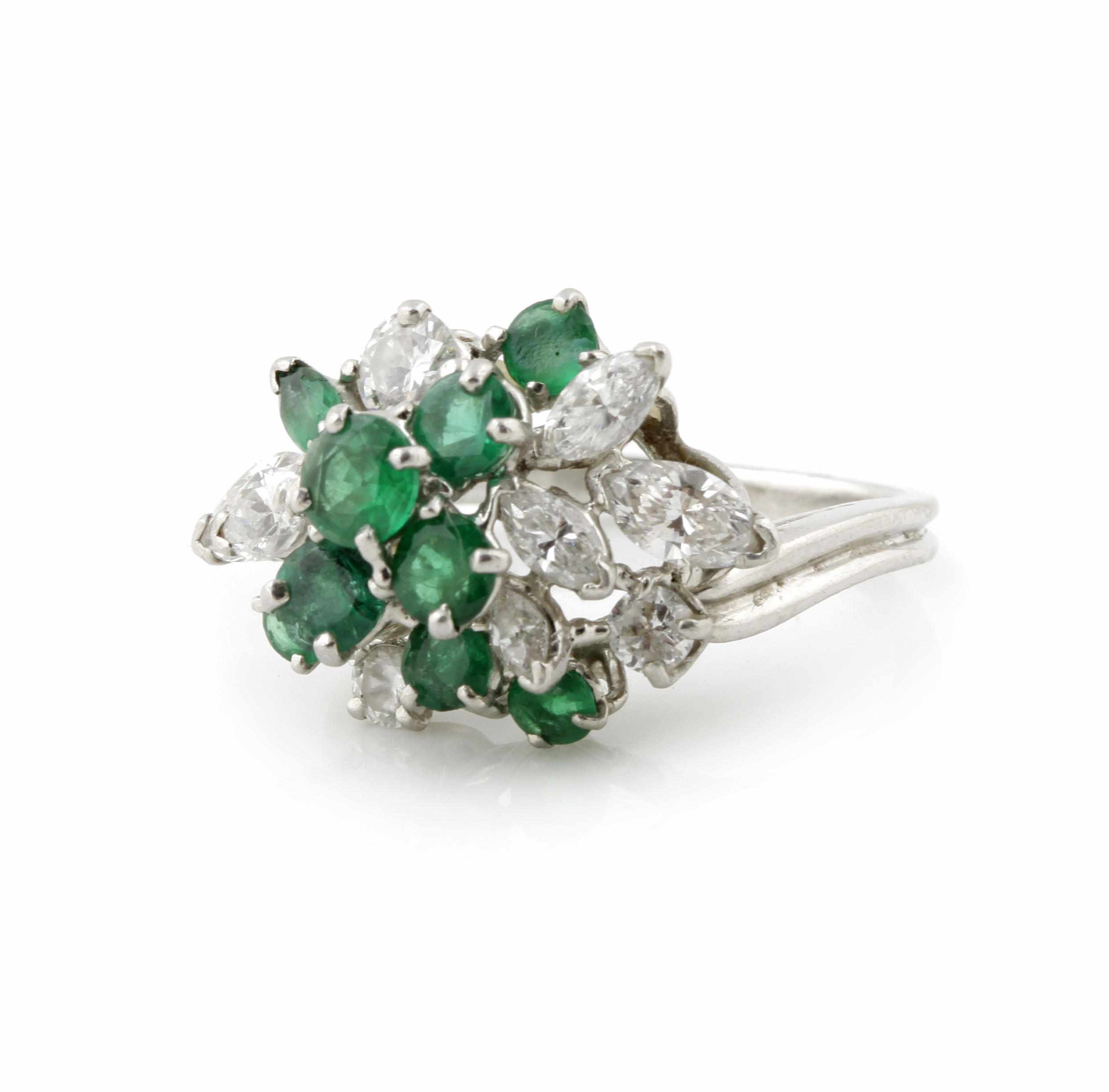 Appraisal: An emerald and diamond ring Hammerman Brothers maker's mark for