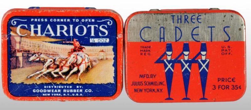 Appraisal: Lot of Condom Tins Description Tin for Three Cadets and