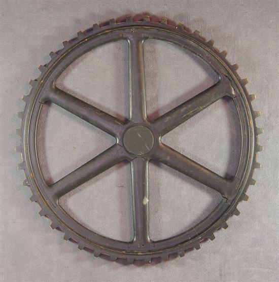 Appraisal: Wooden Foundry Pattern Six spoke geared wheel Old black finish