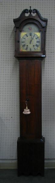 Appraisal: Scottish Tall Case Clock Case no works walnut scalloped skirt