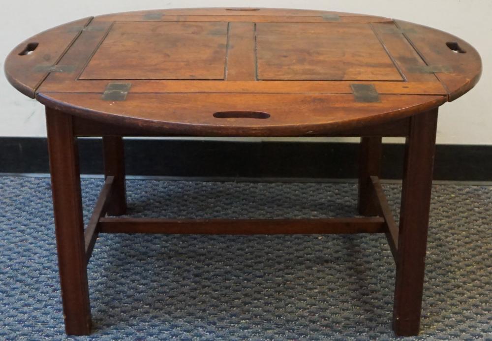 Appraisal: CAMPAIGN STYLE MAHOGANY FOLDING BUTLER'S TRAY TABLE WHEN EXTENDED X