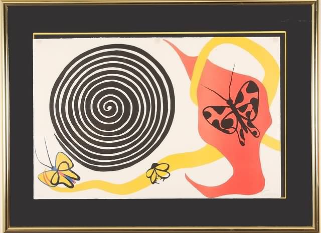 Appraisal: Butterflys and spiral color lithograph x pencil signed lower right