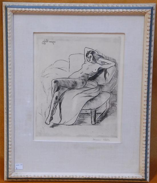 Appraisal: SUZANNE VALADON - Etching Louise nue sur le canape Signed