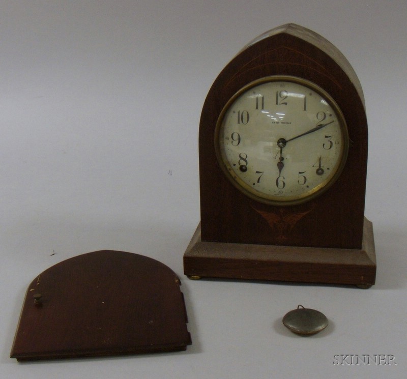 Appraisal: Mahogany Shelf Clock by Seth Thomas painted zinc dial with