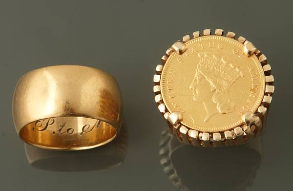 Appraisal: A collection of two k gold rings g gross