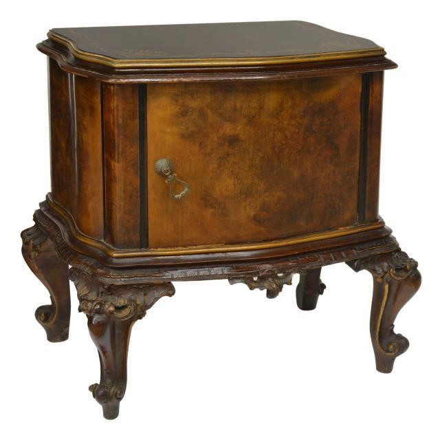 Appraisal: Italian Venetian burlwood bedside cabinet mid th c having inset