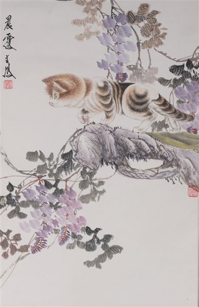 Appraisal: Chinese ink and color painting on paper of a cat