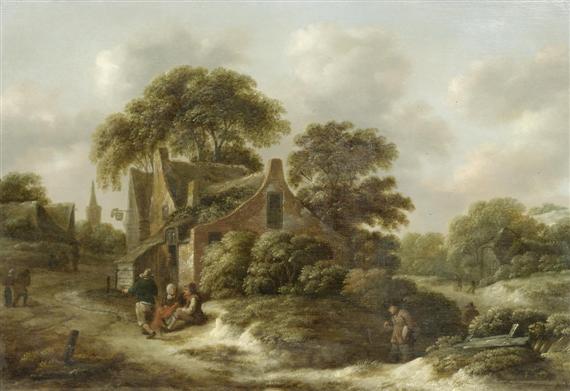 Appraisal: MOLENAER CLAES Haarlem circa - Village in the woods Oil