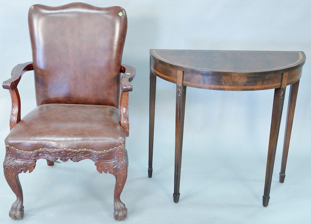 Appraisal: Two piece lot to include Chippendale style mahogany armchair with