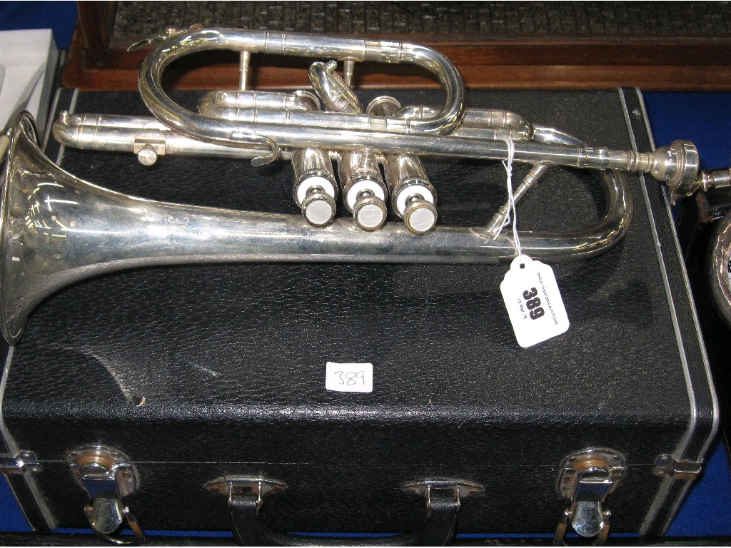 Appraisal: Silver plated cornet in case