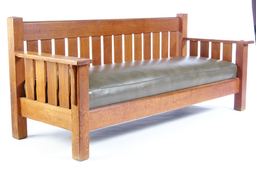 Appraisal: J M YOUNG Drop arm settee with vertical back slats