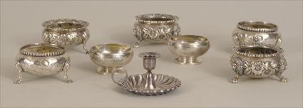 Appraisal: Three Pairs of American Sterling Silver Salts a Single Salt