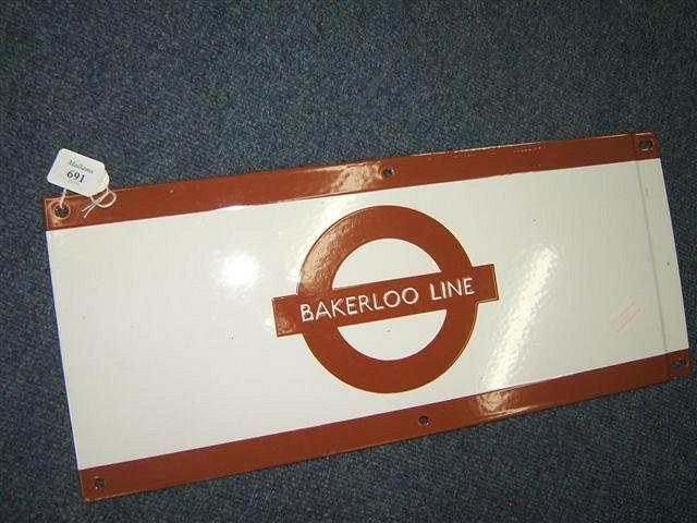 Appraisal: AN EARLY TO MID TH CENTURY ENAMELLED UNDERGROUND BAKERLOO LINE