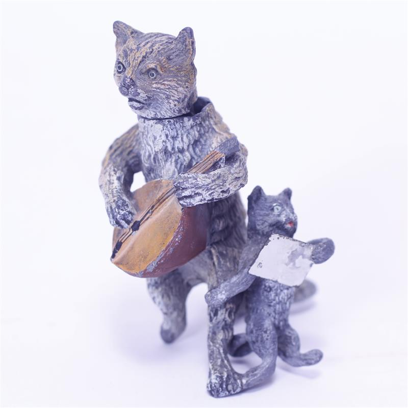 Appraisal: Spelter Metal sculptural grouping of Musical Cat figures one with