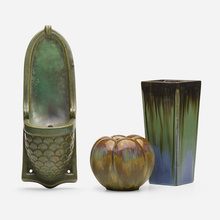 Appraisal: Fulper Pottery CANDLE SCONCE AND TWO VASES USA - glazed