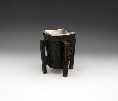 Appraisal: A Victorian silver mounted bog oak vase by D and