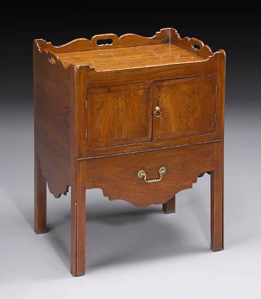 Appraisal: A George III mahogany bedside cupboard late th century height