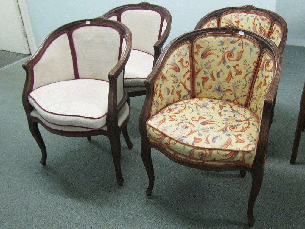 Appraisal: Set of four oak framed tub chairs