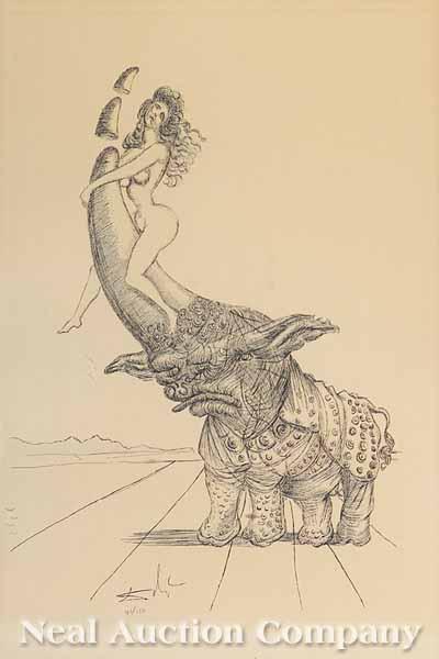 Appraisal: Salvador Dali Spanish - Woman on a Rhino print signed