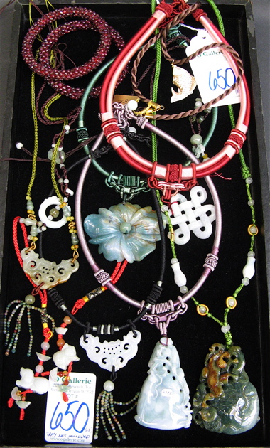 Appraisal: COLLECTION OF THIRTEEN CHINESE JEWELRY PIECES nine pendant necklaces of