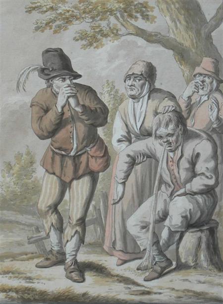 Appraisal: DUTCH SCHOOL THE DRUNKEN BOER Watercolour cm x cm in