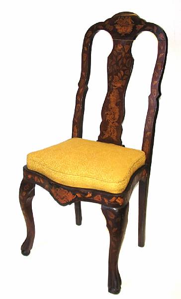 Appraisal: A Dutch marquetry side chair height in width in depth