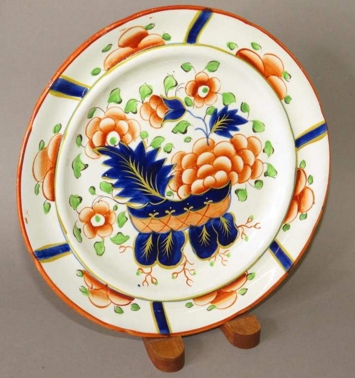 Appraisal: GAUDY DUTCH WAR BONNET PATTERN BREAKFAST PLATEca pearlware breakfast plate