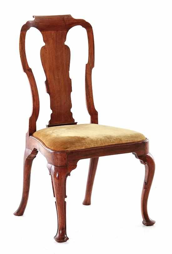 Appraisal: Queen Anne style walnut side chair circa yoke crest and