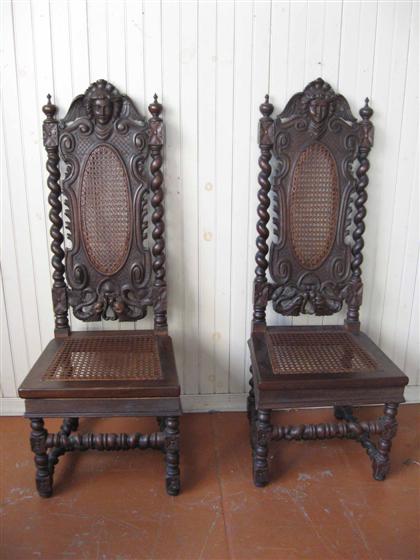 Appraisal: Suite of five Baroque style carved walnut and caned seat