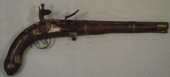 Appraisal: Turkish flintlock pistol cal bbl inlaid with pearl white metal