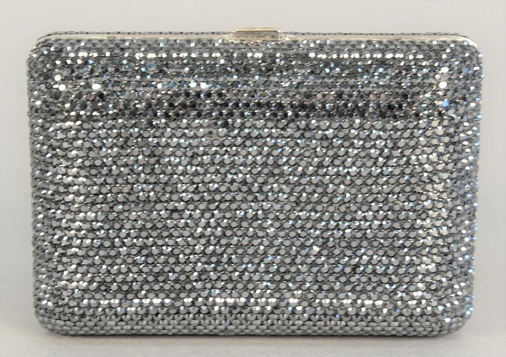 Appraisal: Judith Leiber clutch purse charcoal gray jeweled with original box