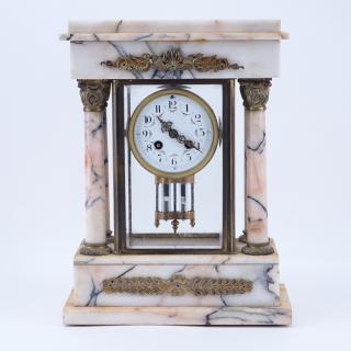 Appraisal: Antique French Marble Regulator Column Clock Gilt bronze mountings mercury