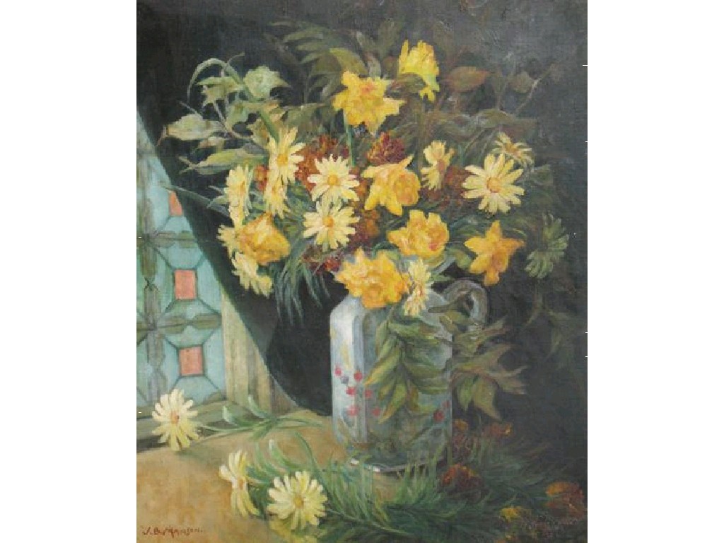 Appraisal: JAMES BOLIVAR MANSON A still life of flowers in a