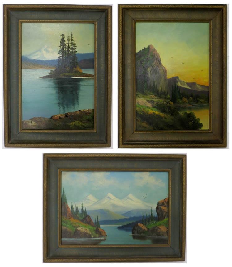 Appraisal: JOHN DELANE THREE OILS ON BOARD United States born Mt