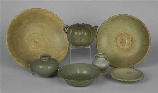 Appraisal: COLLECTION OF SEVEN CHINESE CELADON WARES one late Song Dynasty