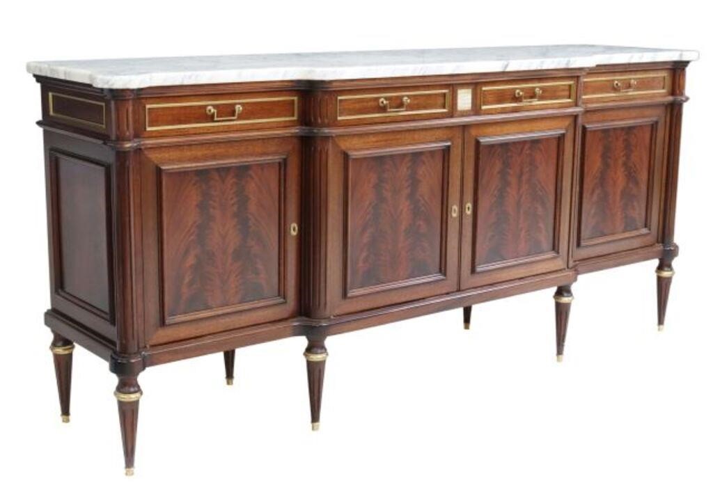 Appraisal: French Louis XVI style flame mahogany sideboard th c having