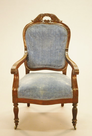 Appraisal: Victorian Mahogany Armchair third quarter th century the back crest