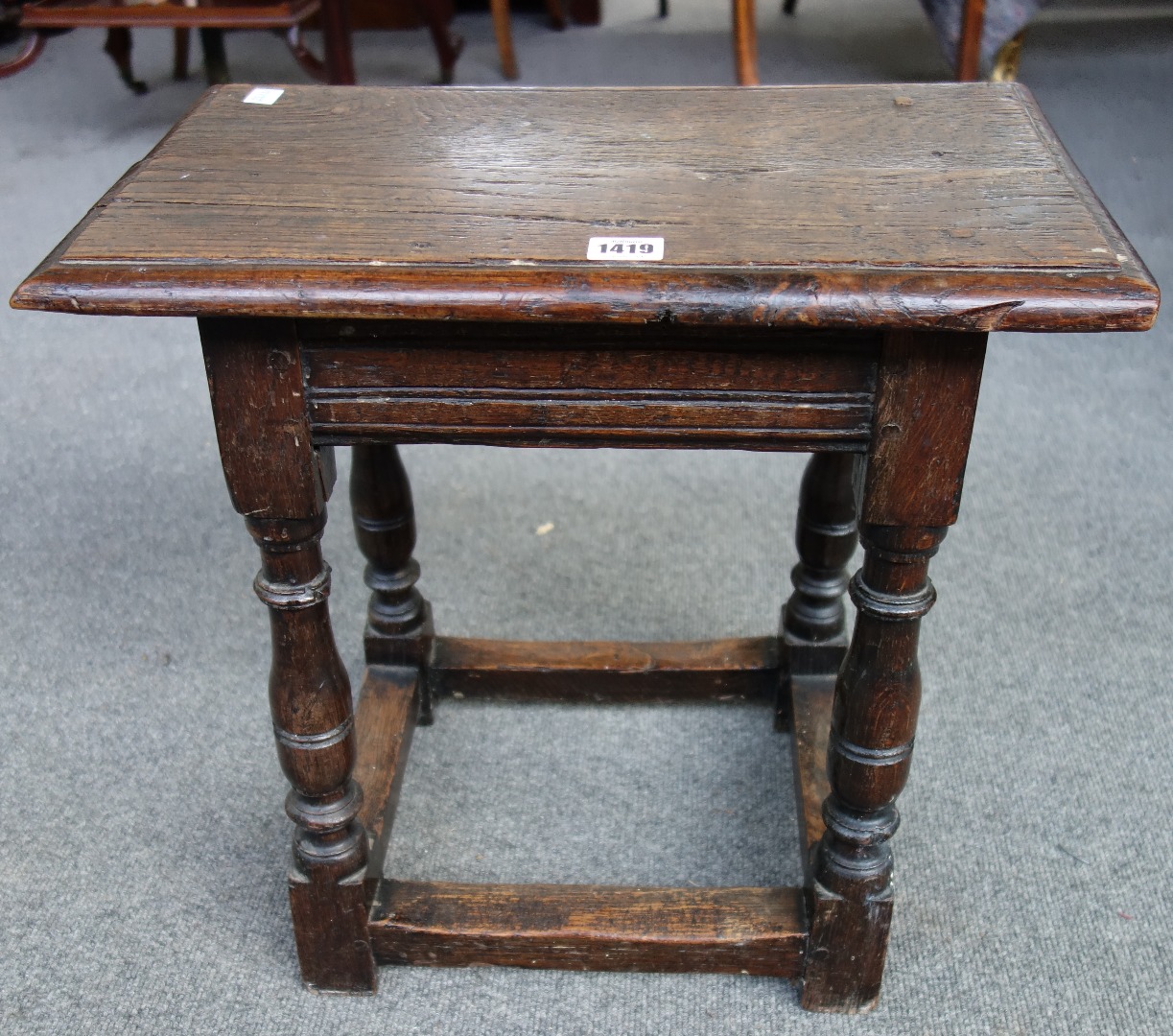 Appraisal: A th century and later oak joint stool on baluster